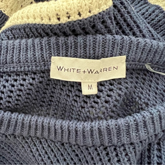 White + Warren Womens Knit Sweater Stripe Navy White Size Medium. - Picture 3 of 4